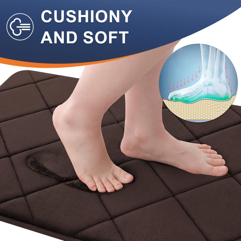 OLANLY Memory Foam Bath Mat 47x32  Ultra Soft and Absorbent Bathroom Rugs  Machine Washable  Comfortable Bath Carpet for Bathroom Floor  Tub and Shower  Brown - Image 2