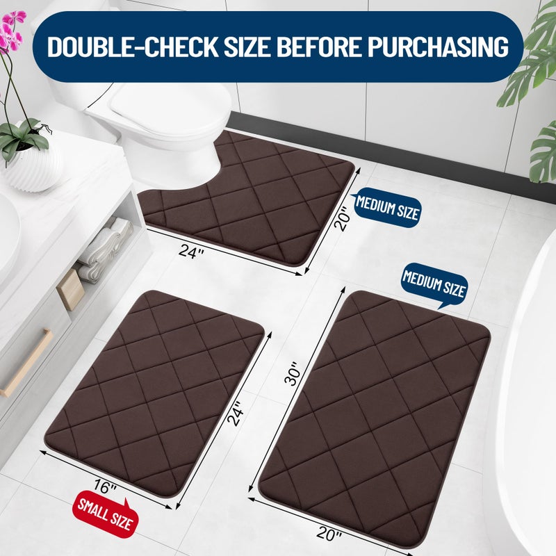 OLANLY Memory Foam Bath Mat 47x32  Ultra Soft and Absorbent Bathroom Rugs  Machine Washable  Comfortable Bath Carpet for Bathroom Floor  Tub and Shower  Brown - Image 1