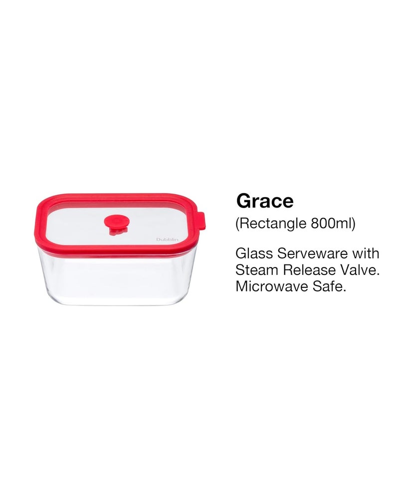 DUBBLIN GRACE RECTANGLE 800 Glass CasseroleCumServing Bowl with Lid Microwave Safe Stylish Durable 800ml Capacity - Image 5