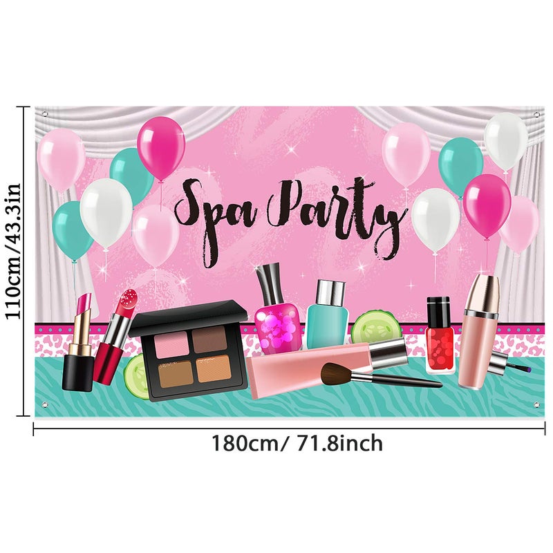 Frienda Spa Party Decorations, 71 x 43 Inch, Sweet Pink Backdrop Princess Makeup Birthday Photography Background Photo Booth Banner for Spa Day Make up Theme Party Decorations - Image 2