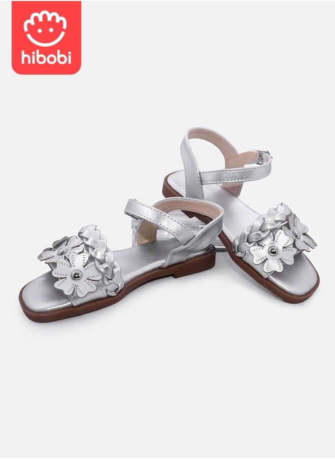 hibobi - Girls Open Toe Flower Princess Flat Shoes Summer Sandals - Image 1