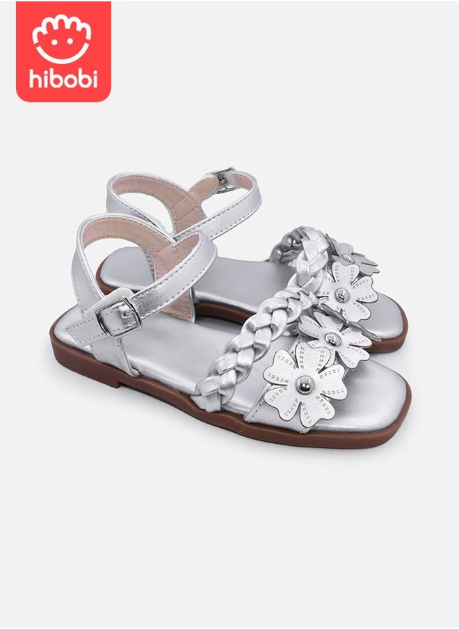 hibobi - Girls Open Toe Flower Princess Flat Shoes Summer Sandals - Image 1