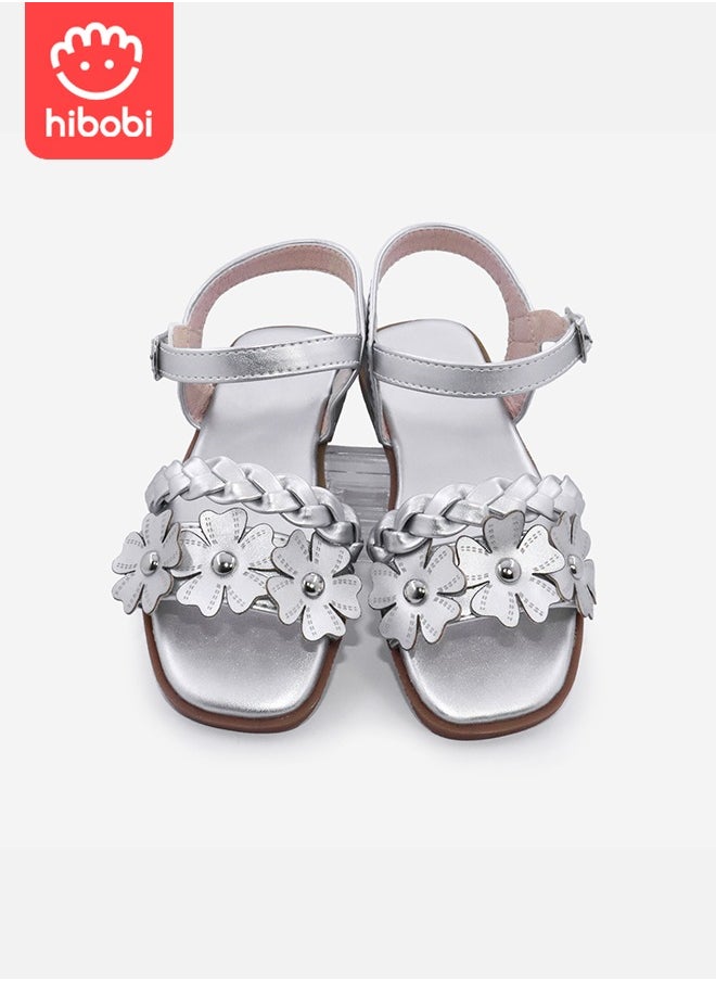 hibobi - Girls Open Toe Flower Princess Flat Shoes Summer Sandals - Image 1