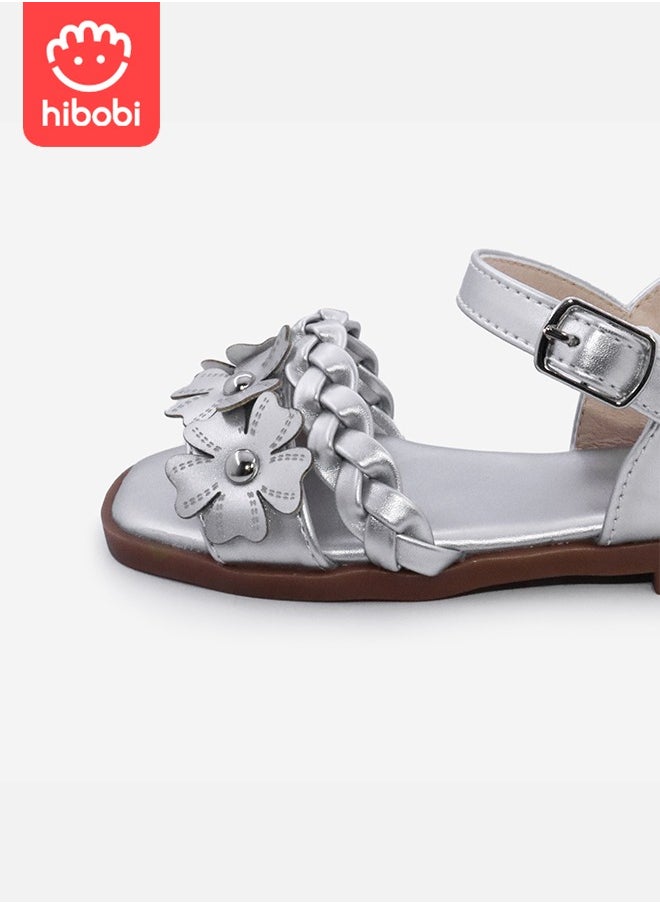 hibobi - Girls Open Toe Flower Princess Flat Shoes Summer Sandals - Image 1