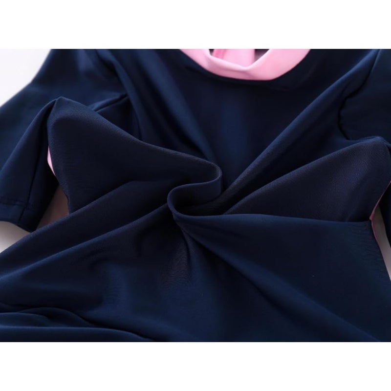 One-Piece Swim Dress for Grils with Swim Goggles Cartoon Short Sleeve Swimwear, Quick Dry and Sun Protection - Image 2