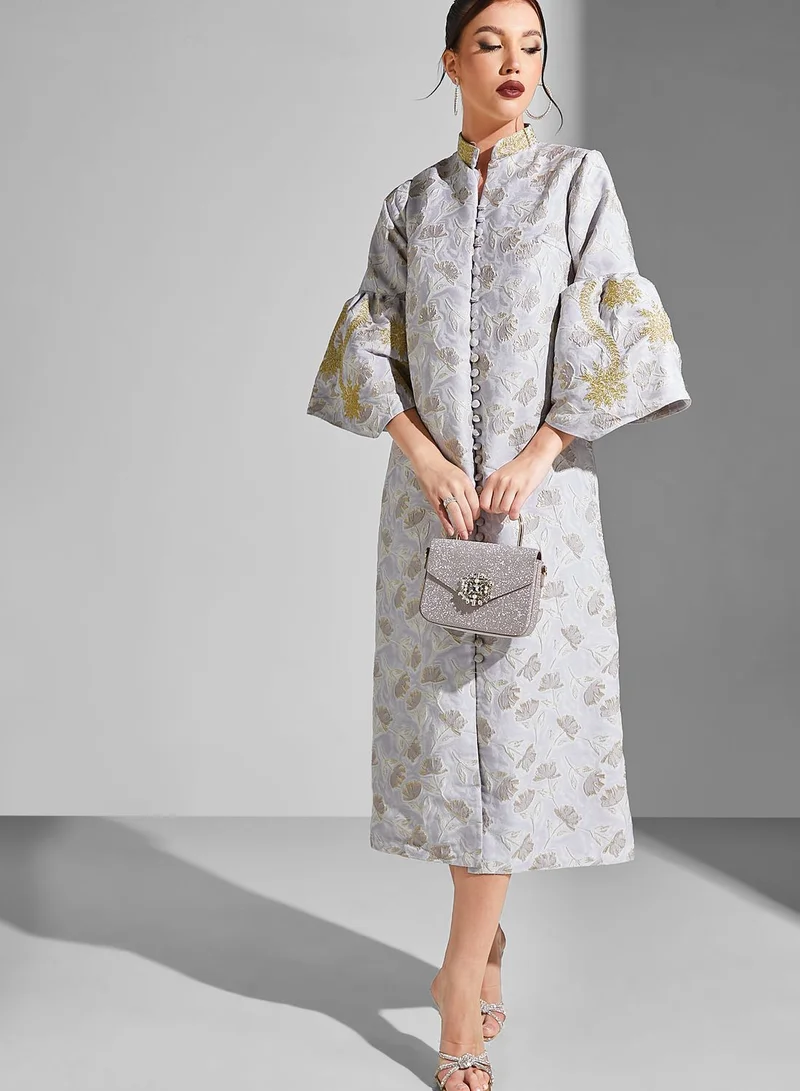 Threadz by Ajooni Floral Print Button Down Dress