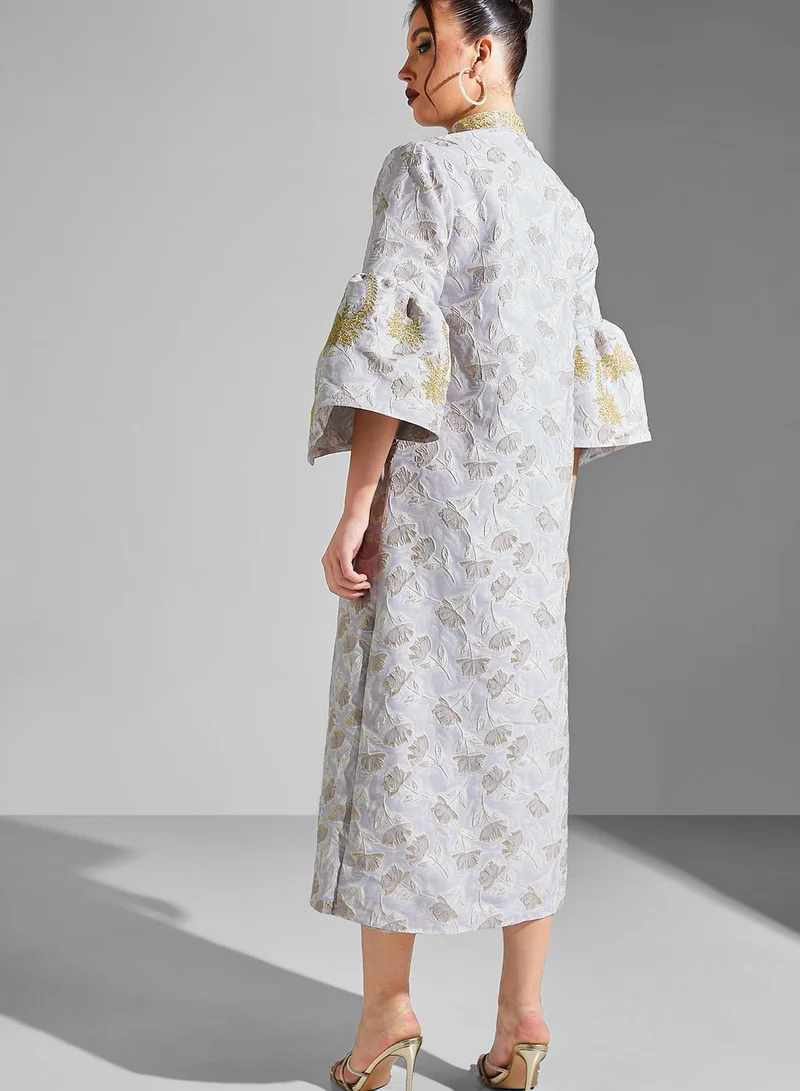 Threadz by Ajooni Floral Print Button Down Dress