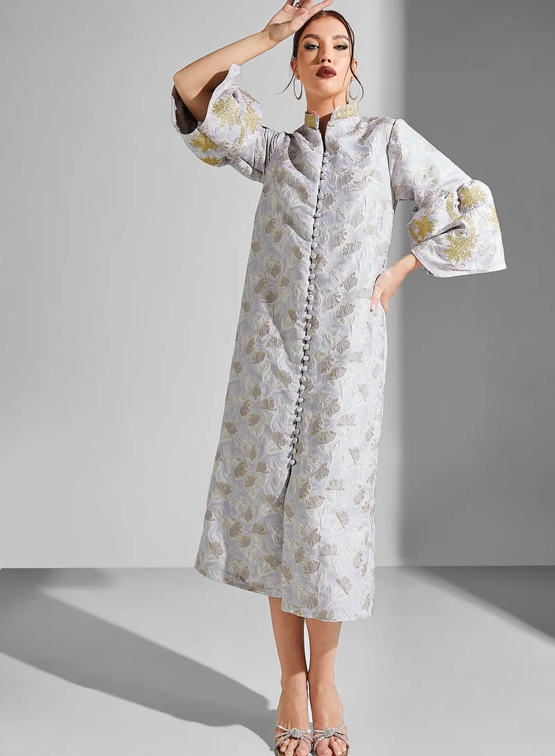 Threadz by Ajooni Floral Print Button Down Dress
