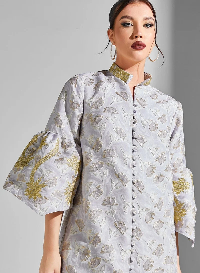 Threadz by Ajooni Floral Print Button Down Dress