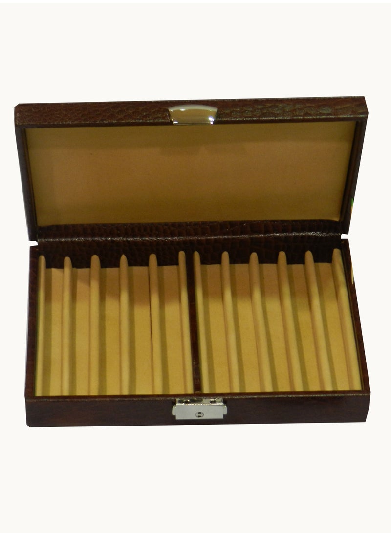 LAVERI LEATHER Laveri 10 Piece Genuine Leather Pen  Case Storage and Fountain Pen , Chain, Braslets Organizer Box with Key Lock - Image 4