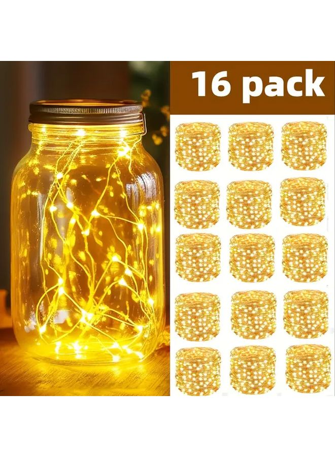 16 قطعة أضواء فيري LED تعمل بالبطول 6.5 قدم 20 LED أصفر لحفلات الزفاف والأعياد - Image 2