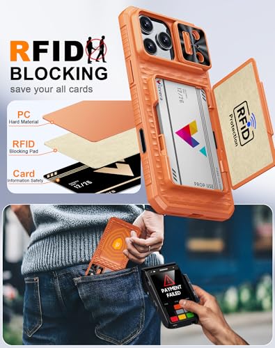 Vizvera for iPhone 17 Pro Max Case Wallet RFlD [Cards Holder[Camera Controll[Camera Cover] Full Body Rugged Shockproof Silicone Protective Phone Case for iPhone 17 Pro Max 6.9'' 2025(Spritz Orange) - Image 3