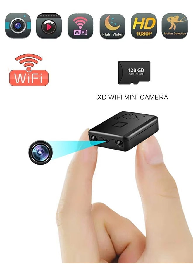 Generic Wireless Network Camera Mini WiFi Camera 1080P HD Home Night Vision Remote Monitoring Micro Baby Monitor Supports Video Playback Function,with 128G Card  - Image 1