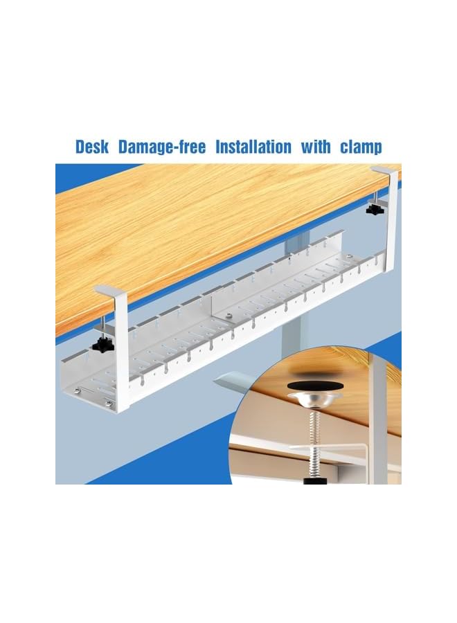 promass Under Desk Cable Management Tray, Retractable Metal Cable Management Tray, No Drilling Clamp Mounted Desk Cable Cord Organizer for Wire Management, Sturdy Cable Tray for Home Office - Image 3