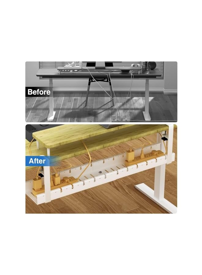 promass Under Desk Cable Management Tray, Retractable Metal Cable Management Tray, No Drilling Clamp Mounted Desk Cable Cord Organizer for Wire Management, Sturdy Cable Tray for Home Office - Image 4