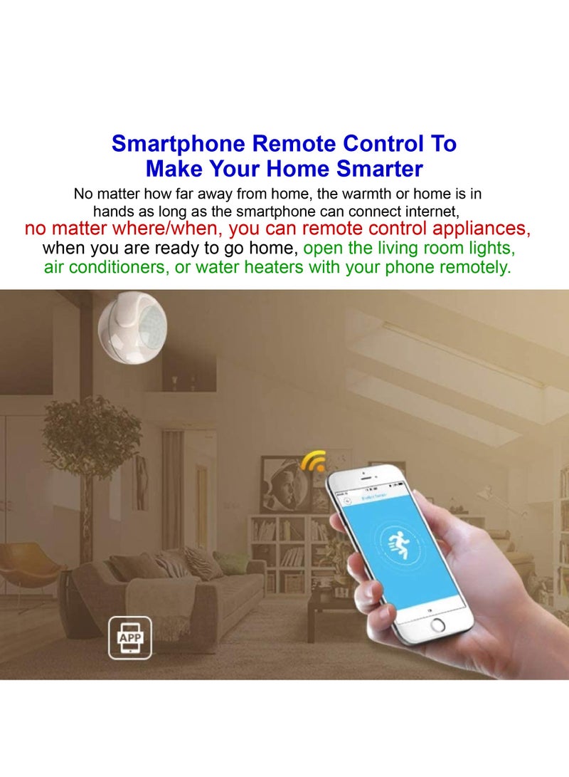 SMART WiFi Motion PIR Sensor, Controllable via Phone App, No Hub Required