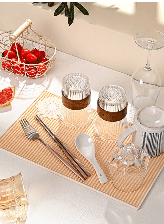 XiuWoo Faucet Draining Mat, Vintage Self Absorbent Draining Mat for Kitchen Counter,  Non-slip Drain Pad Sink Mat Sink Absorbent Mat Wash Basin Table Drain Pad Desktop Absorbent Mat Kitchen Dish Drying Mat Wash Coaster - Image 5