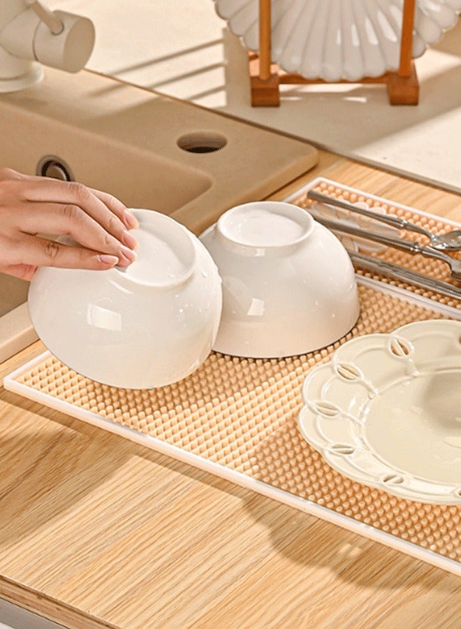 XiuWoo Faucet Draining Mat, Vintage Self Absorbent Draining Mat for Kitchen Counter,  Non-slip Drain Pad Sink Mat Sink Absorbent Mat Wash Basin Table Drain Pad Desktop Absorbent Mat Kitchen Dish Drying Mat Wash Coaster - Image 4