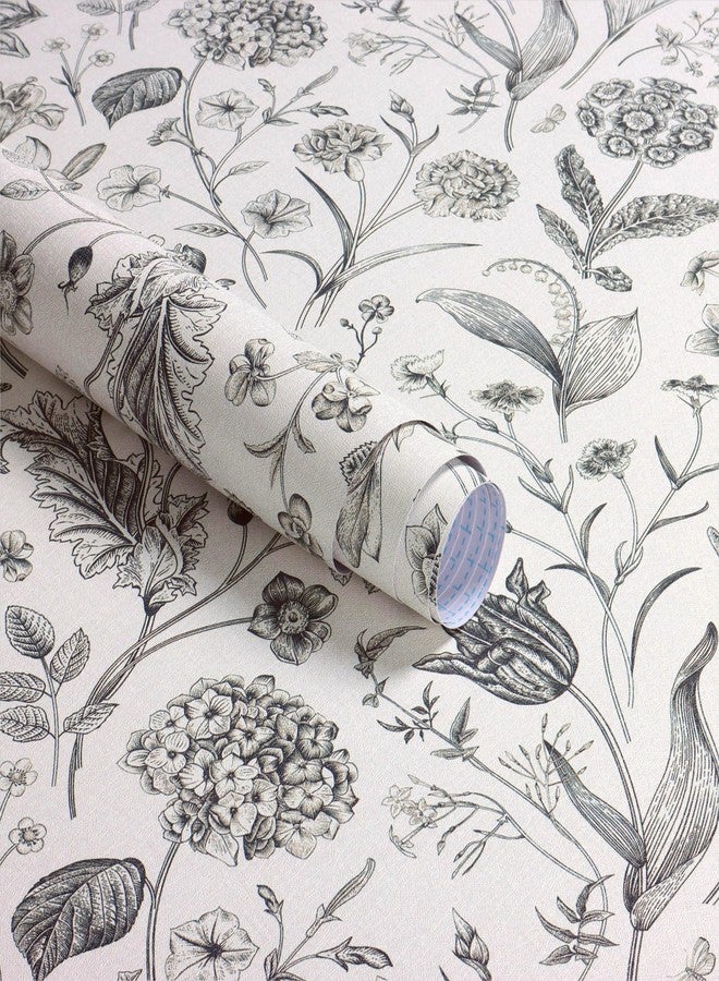 lenify Black and Beige Peel and Stick Wallpaper Botanical Contact Paper 16.9inch x 118.1inch Floral Wallpaper Peel and Stick for Bathroom Bedroom Removable Self Adhesive Wallpaper Decor Vinyl - Image 5