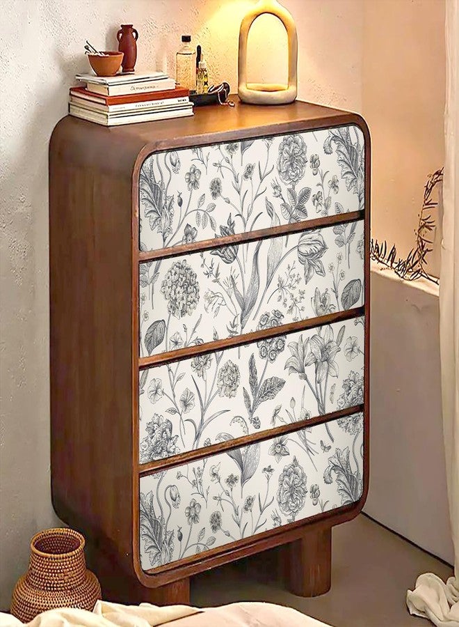 lenify Black and Beige Peel and Stick Wallpaper Botanical Contact Paper 16.9inch x 118.1inch Floral Wallpaper Peel and Stick for Bathroom Bedroom Removable Self Adhesive Wallpaper Decor Vinyl - Image 4
