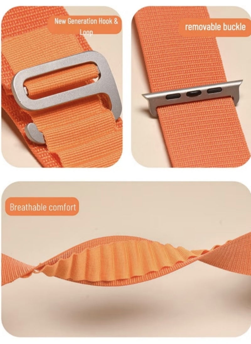 BEILINGDUN - 4Pack for Apple Watch Alpine Loop Band 49mm/45mm/44mm Nylon Woven Sport Strap for Apple Watch Series 8/Ultra/7/SE/6/5/4/3/2/8 White/Green/Orange/Black - Image 1