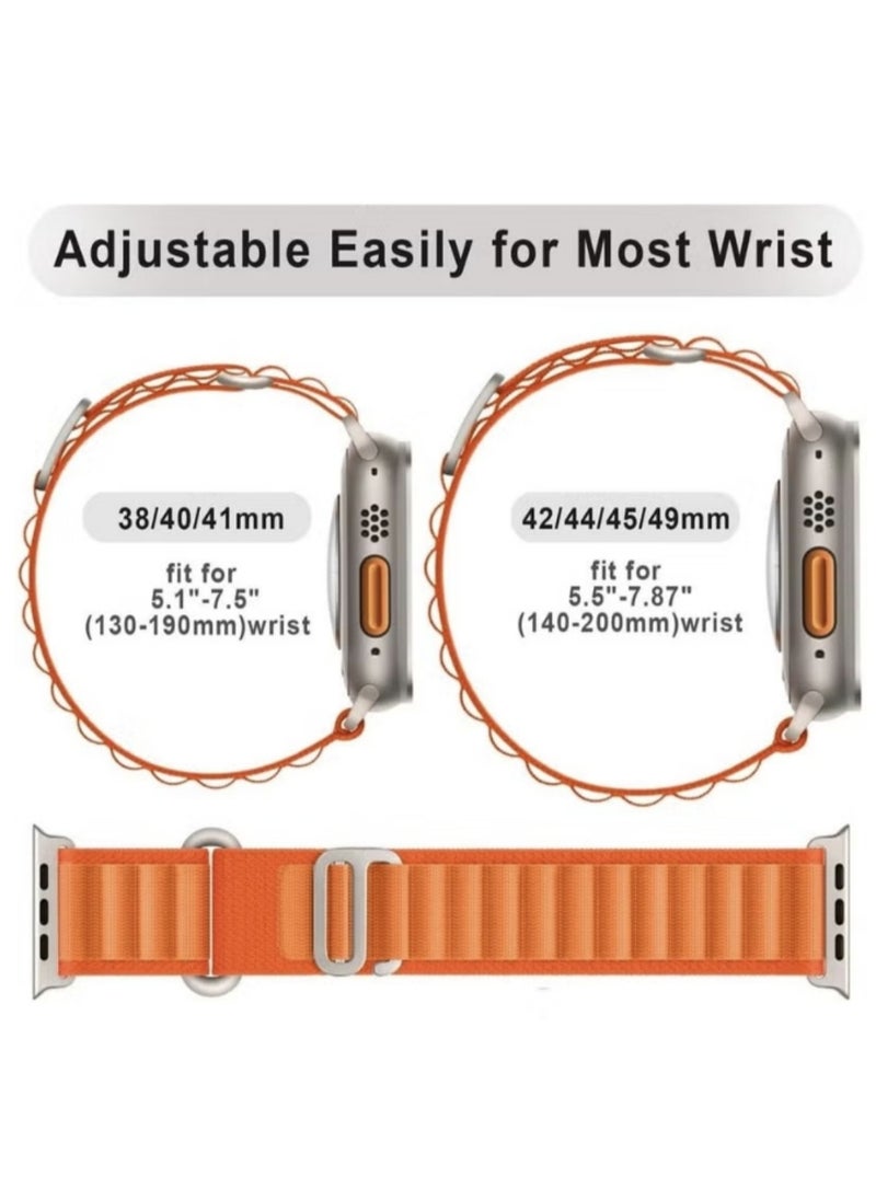 BEILINGDUN - 4Pack for Apple Watch Alpine Loop Band 49mm/45mm/44mm Nylon Woven Sport Strap for Apple Watch Series 8/Ultra/7/SE/6/5/4/3/2/8 White/Green/Orange/Black - Image 1