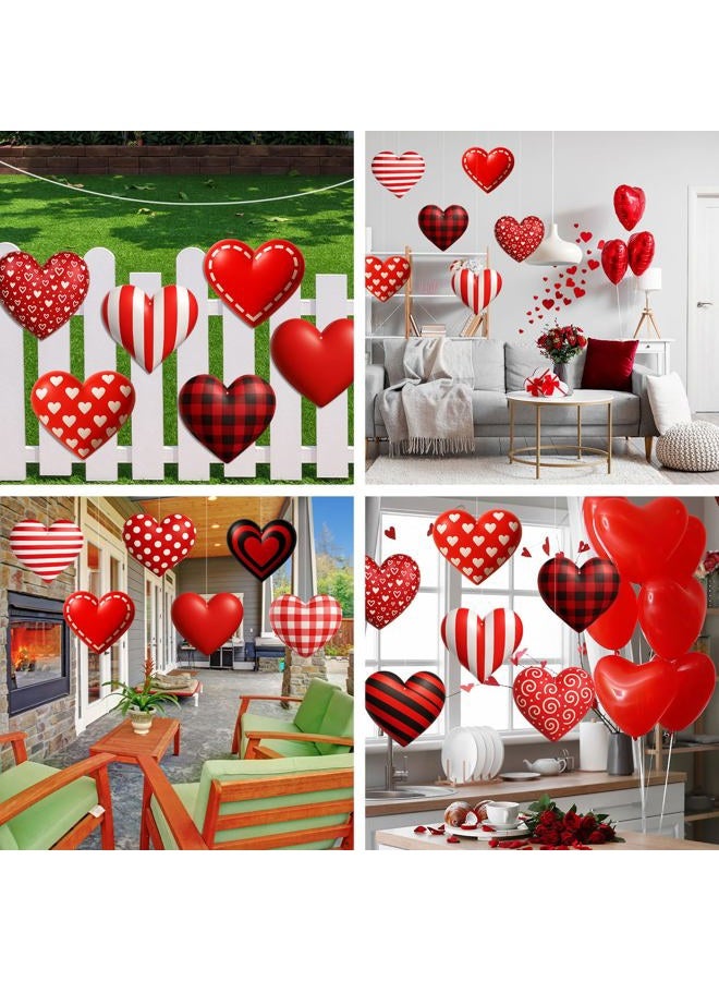 Memorywuu 12 Pcs 7.9 Inch Large Outdoor Valentines Day Decorations Valentines Day Outdoor Hanging Ornaments Signs Double Sided 3D Heart Shaped Decorations for Tree Lawn Porch Yard Outside Party Decor - Image 5