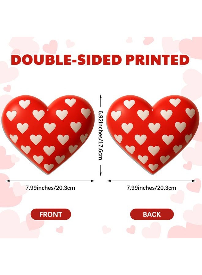 Memorywuu 12 Pcs 7.9 Inch Large Outdoor Valentines Day Decorations Valentines Day Outdoor Hanging Ornaments Signs Double Sided 3D Heart Shaped Decorations for Tree Lawn Porch Yard Outside Party Decor - Image 3