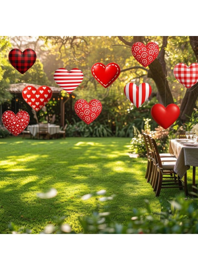 Memorywuu 12 Pcs 7.9 Inch Large Outdoor Valentines Day Decorations Valentines Day Outdoor Hanging Ornaments Signs Double Sided 3D Heart Shaped Decorations for Tree Lawn Porch Yard Outside Party Decor - Image 4