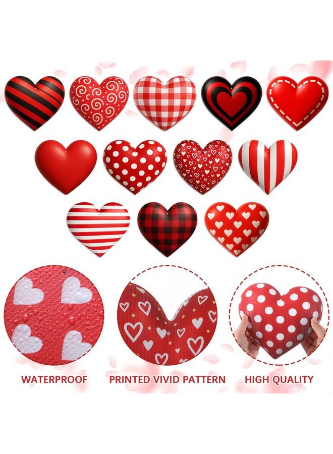 Memorywuu 12 Pcs 7.9 Inch Large Outdoor Valentines Day Decorations Valentines Day Outdoor Hanging Ornaments Signs Double Sided 3D Heart Shaped Decorations for Tree Lawn Porch Yard Outside Party Decor - Image 2