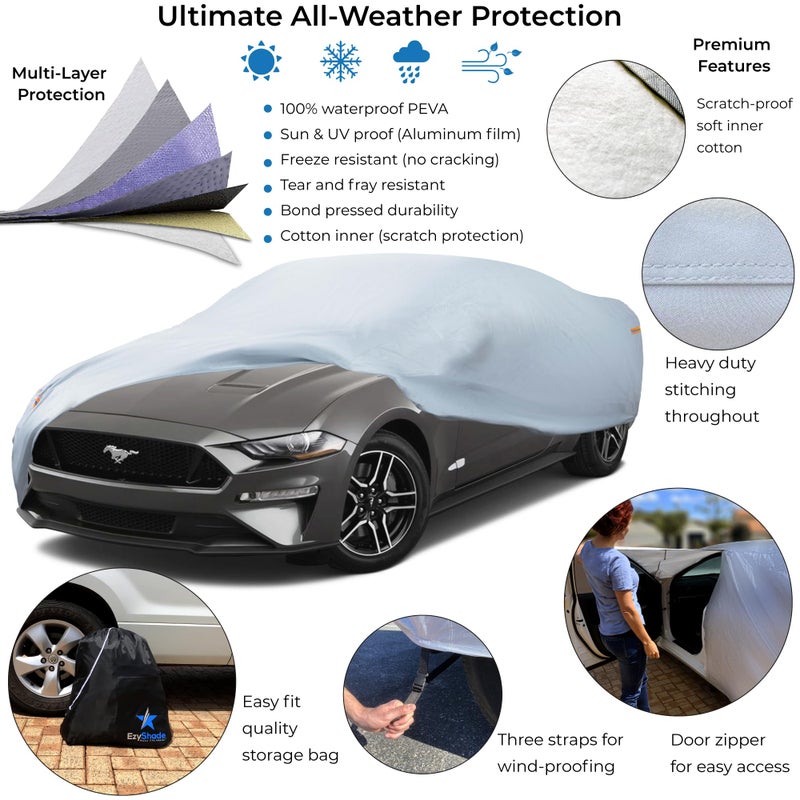 EzyShade 10-Layer Waterproof Sports Car Cover. See Vehicle Size-Chart for Accurate Fit. All Weather Full Outdoor Covers. Miata Porsche SLK Z3 Z4 Classic Cars. Sun Snow Rain. Size C1 (See SizeChart) - Image 2