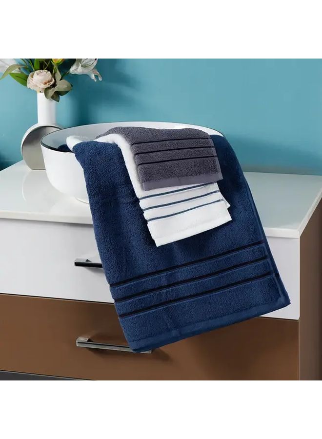 6 Pcs Blue And White Soft Cotton Bathroom Towel Set Deluxe Bath Towel With 2 Hand Towels 4 Face Towels And Wash Cloths - Image 4