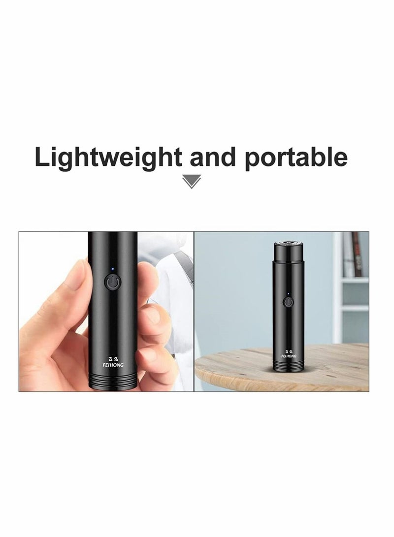 NIBEMINENT Men Electric Shaver, Portable Mini Razor Rotary Shaver Rechargeable Cordless Compact Head Mustache Trimmer for Travel Or Home Use, Easy to Clean, Black, 1 Pcs - Image 5