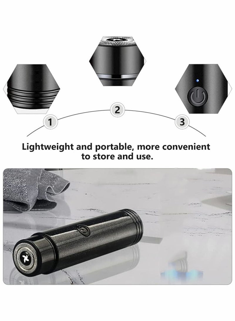 NIBEMINENT Men Electric Shaver, Portable Mini Razor Rotary Shaver Rechargeable Cordless Compact Head Mustache Trimmer for Travel Or Home Use, Easy to Clean, Black, 1 Pcs - Image 4