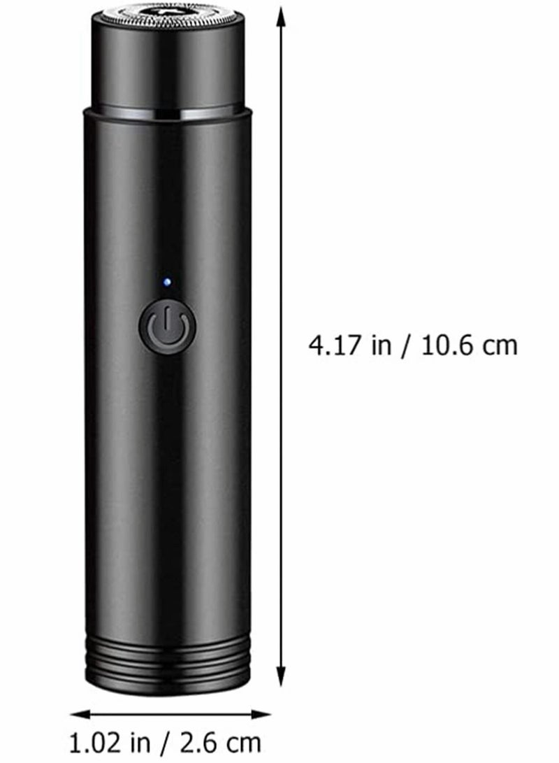 NIBEMINENT Men Electric Shaver, Portable Mini Razor Rotary Shaver Rechargeable Cordless Compact Head Mustache Trimmer for Travel Or Home Use, Easy to Clean, Black, 1 Pcs - Image 3