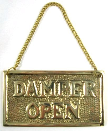INsideOUT Hanging Solid Brass Fireplace Damper Open Closed Sign 