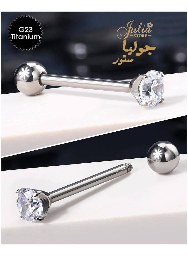 Julia Store Mini Cubic Zirconia 16G Earring Studs Round Rhinestone Stainless Steel Post Back Ball Screw Men Women Nose Helix Cartilage Ear Lobe Small Cute Piercing Jewelry By Julia Store  - Image 1