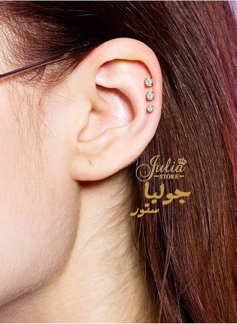 Julia Store Mini Cubic Zirconia 16G Earring Studs Round Rhinestone Stainless Steel Post Back Ball Screw Men Women Nose Helix Cartilage Ear Lobe Small Cute Piercing Jewelry By Julia Store  - Image 4