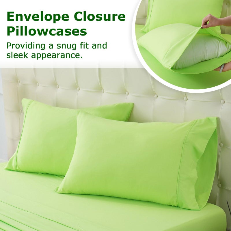 Homilay Queen Size Bed Sheet Set - 4 Piece Soft Microfiber Sheets with Deep Pockets  Cooling Technology  and Wrinkle-Free Pillowcase. Hotel-Quality  Durable Bedding  Sharp Green - Image 5