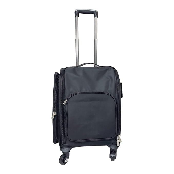 Qtavia PU Leather Large Capacity Softed Sided Trolley Makeup Train Case Cosmetics Travel Storage Organizer with Wheels Nylon Makeup Organizer Bag for Women Kit Storage Organiser with Small PVC Pouches - Image 3