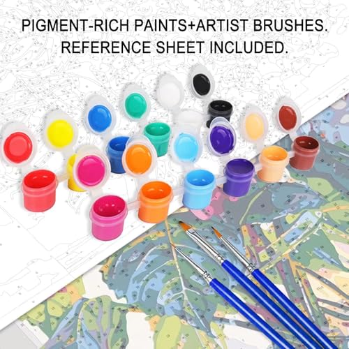 Tucocoo DIY Painting by Numbers for Adults Beginner,Giraffe Doodle Background Paint by Number on Canvas Easy to Paint for Beginner with Pigment and Brushes Unique Graffiti Without Frame 16''X20'' - Image 5