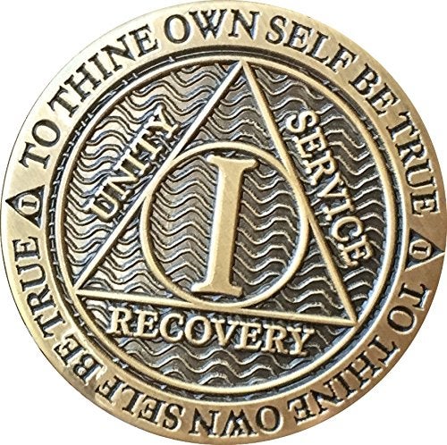 RecoveryChip 1 Year AA Medallion Reflex Antique Chocolate Bronze Chip - Image 1