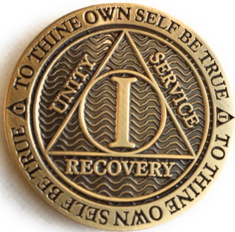 RecoveryChip 1 Year AA Medallion Reflex Antique Chocolate Bronze Chip - Image 3