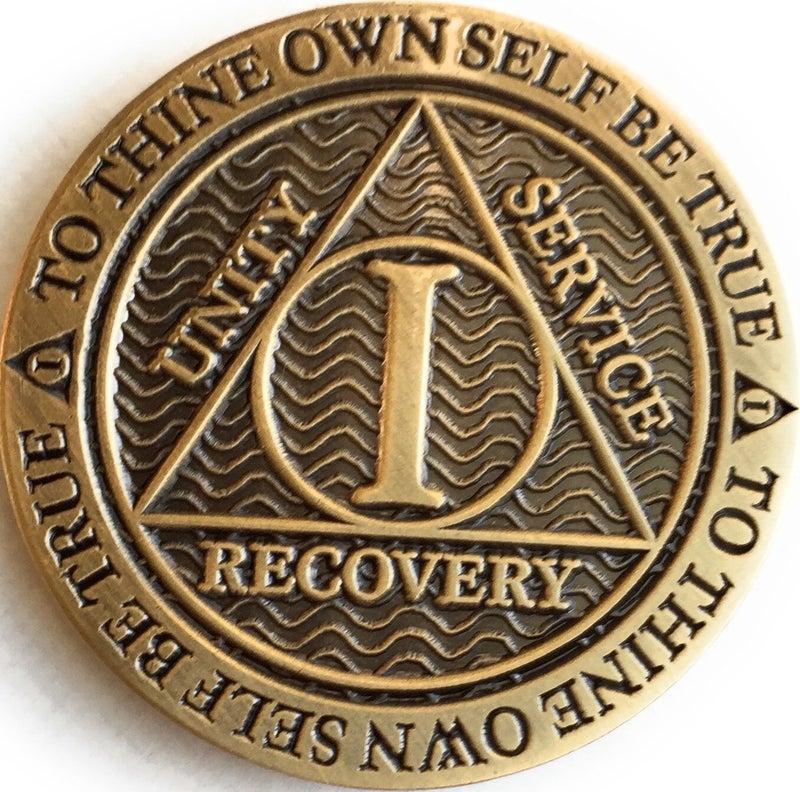 RecoveryChip 1 Year AA Medallion Reflex Antique Chocolate Bronze Chip - Image 5