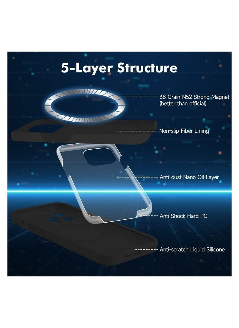Silicone Magnetic Case for iPhone 14 Pro + 2 Pack Tempered Glass Screen Protector Magsafe Case - Image 3