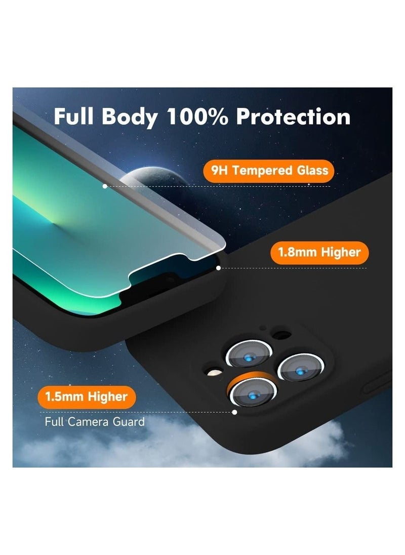 Silicone Magnetic Case for iPhone 14 Pro + 2 Pack Tempered Glass Screen Protector Magsafe Case - Image 5
