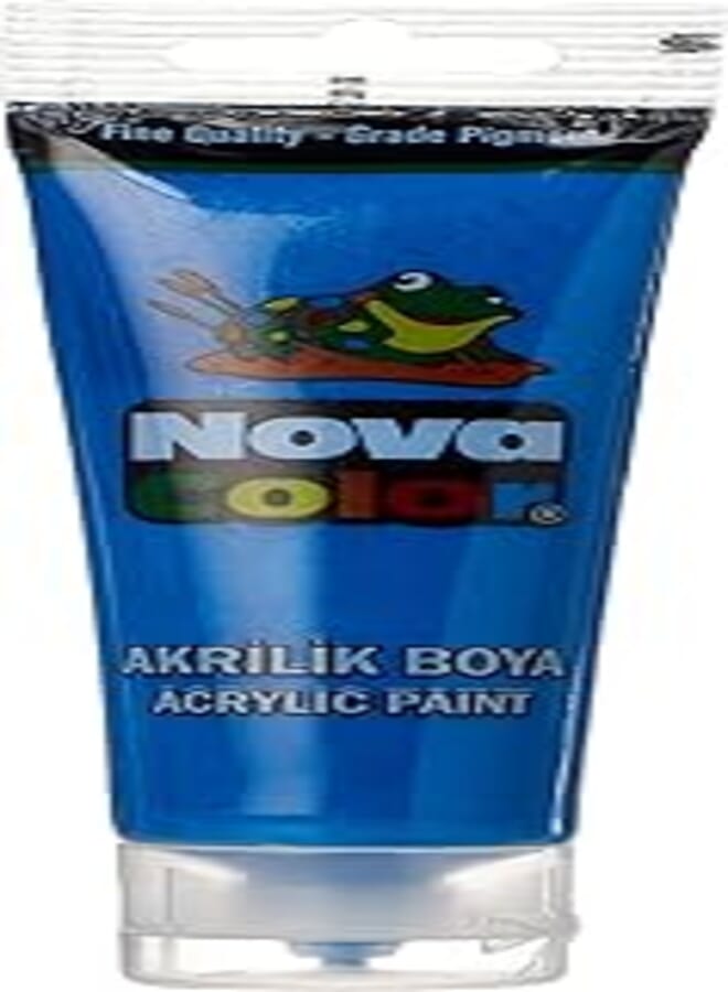 Nova color acrylic paint blue nc-257 tube 75 grams for canvas, ceramic, glass, wood, paper