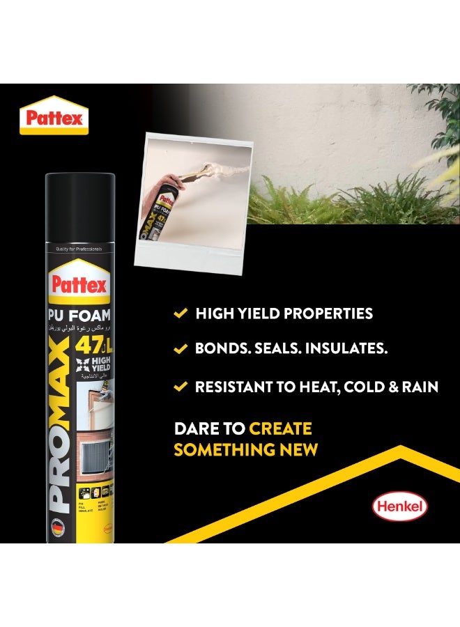 Pattex PU Foam Pro Max Spray - 750ml | High Yield Expandable Polyurethane Foam for Sealing Insulation and Crack Filling - Image 2