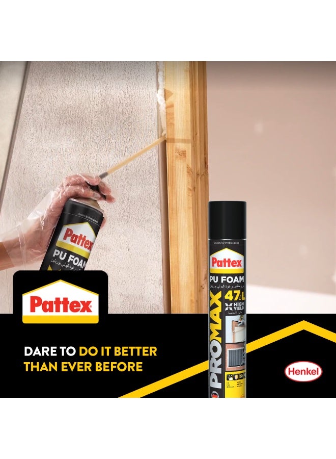 Pattex PU Foam Pro Max Spray - 750ml | High Yield Expandable Polyurethane Foam for Sealing Insulation and Crack Filling - Image 4