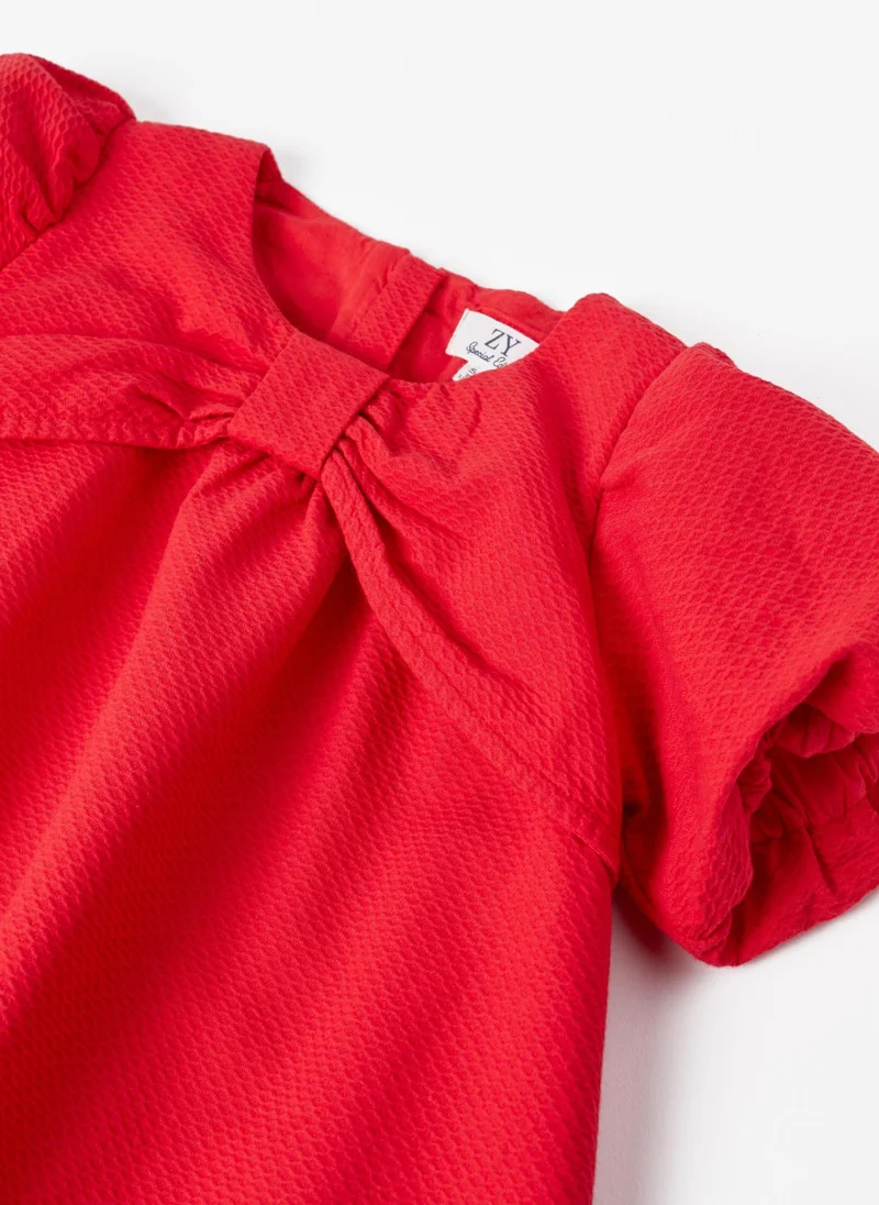 زيبي Dress with Bow-Shaped Neckline for Girls